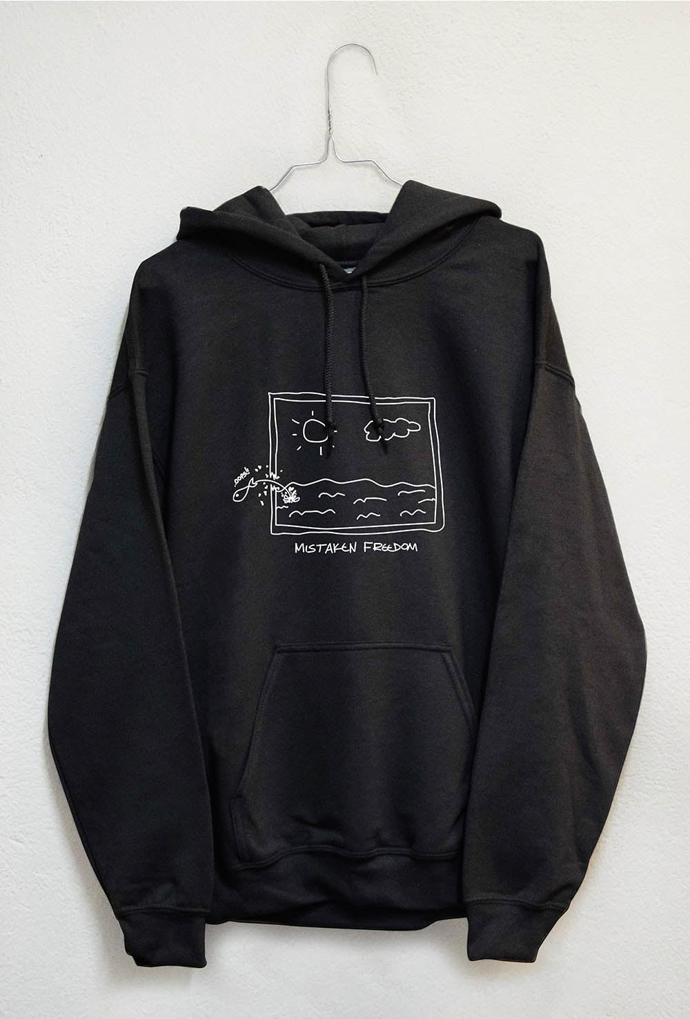 Subworks black hoodie with a framed fish..Mistaken Freedom