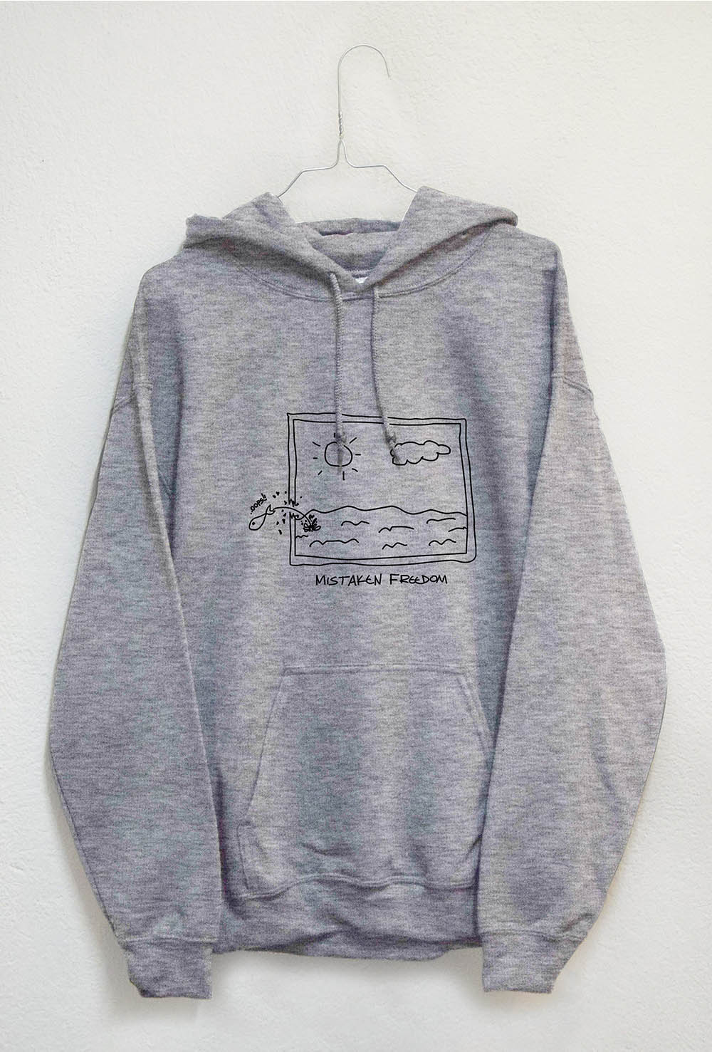 Subworks Grey hoodie with a framed fish..Mistaken Freedom