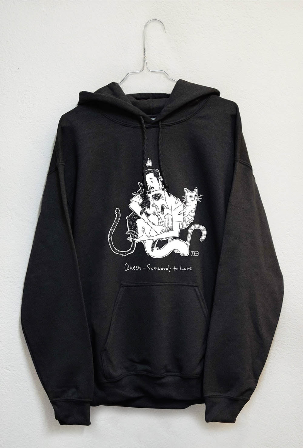 Subworks.An illustration tribute to Queen-Freddie Mercury and his cats black hoodies
