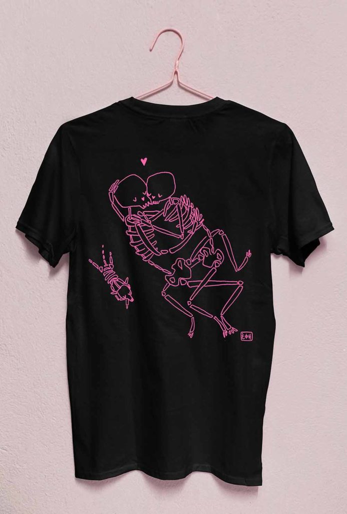 love & death pink black t-shirt back