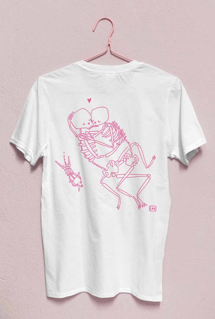 love & death pink white t-shirt back